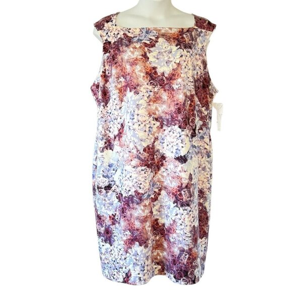 Hal Rubenstein NWT Roxie Dress Stretch Ponte Knit Knee Length Pastel Floral  3X - Picture 1 of 10